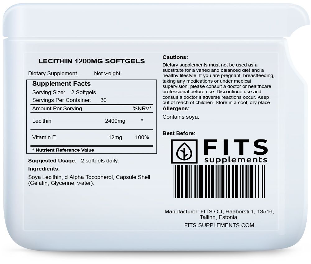 Lecitina 1200mg 60 cápsulas blandas