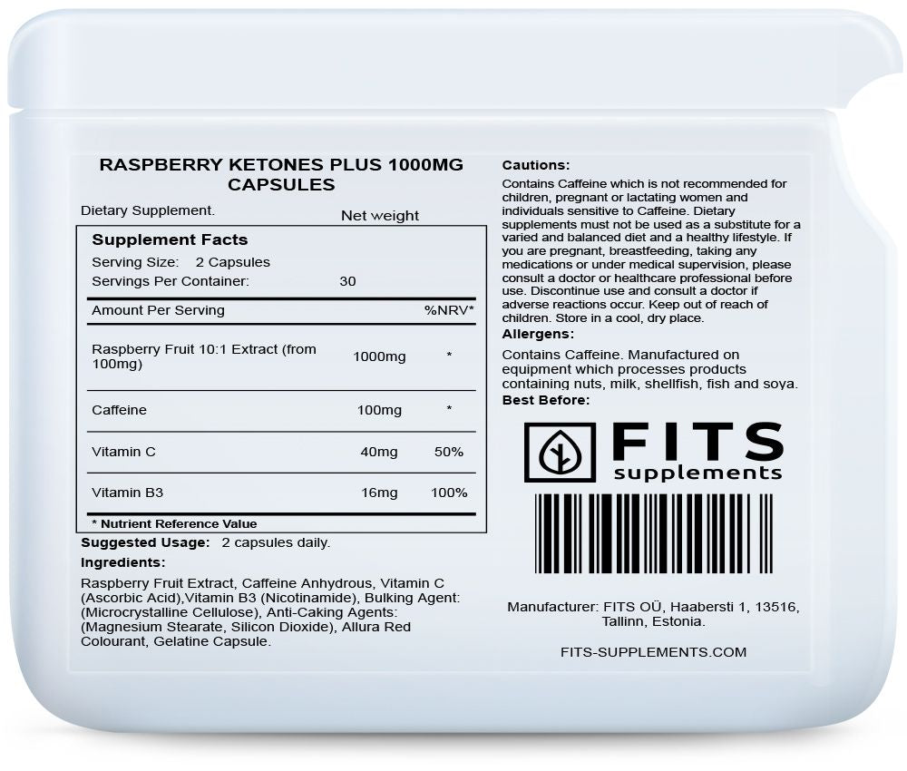 Cetonas de Frambuesa 1000mg 60 cápsulas