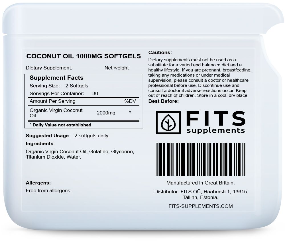 Aceite de Coco 1000mg 60 cápsulas blandas