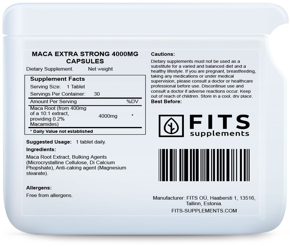 Maca Extra Fuerte 4000mg 30 cápsulas