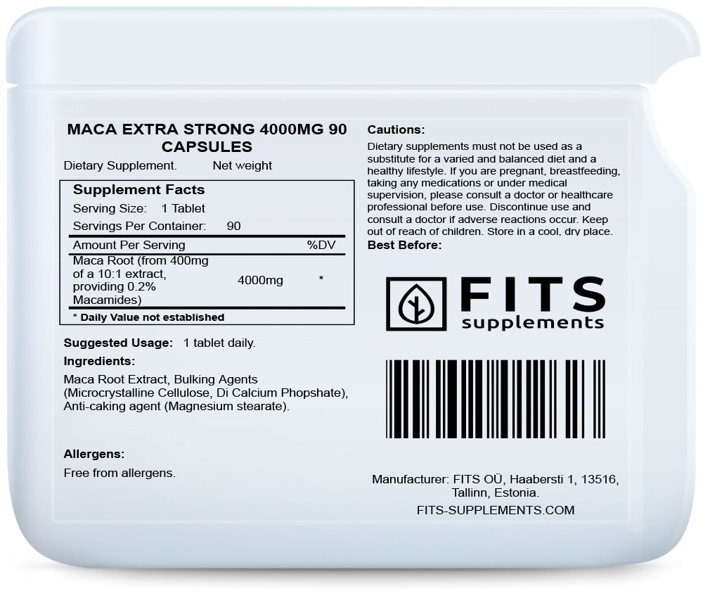 Maca Extra Fuerte 4000mg 90 cápsulas