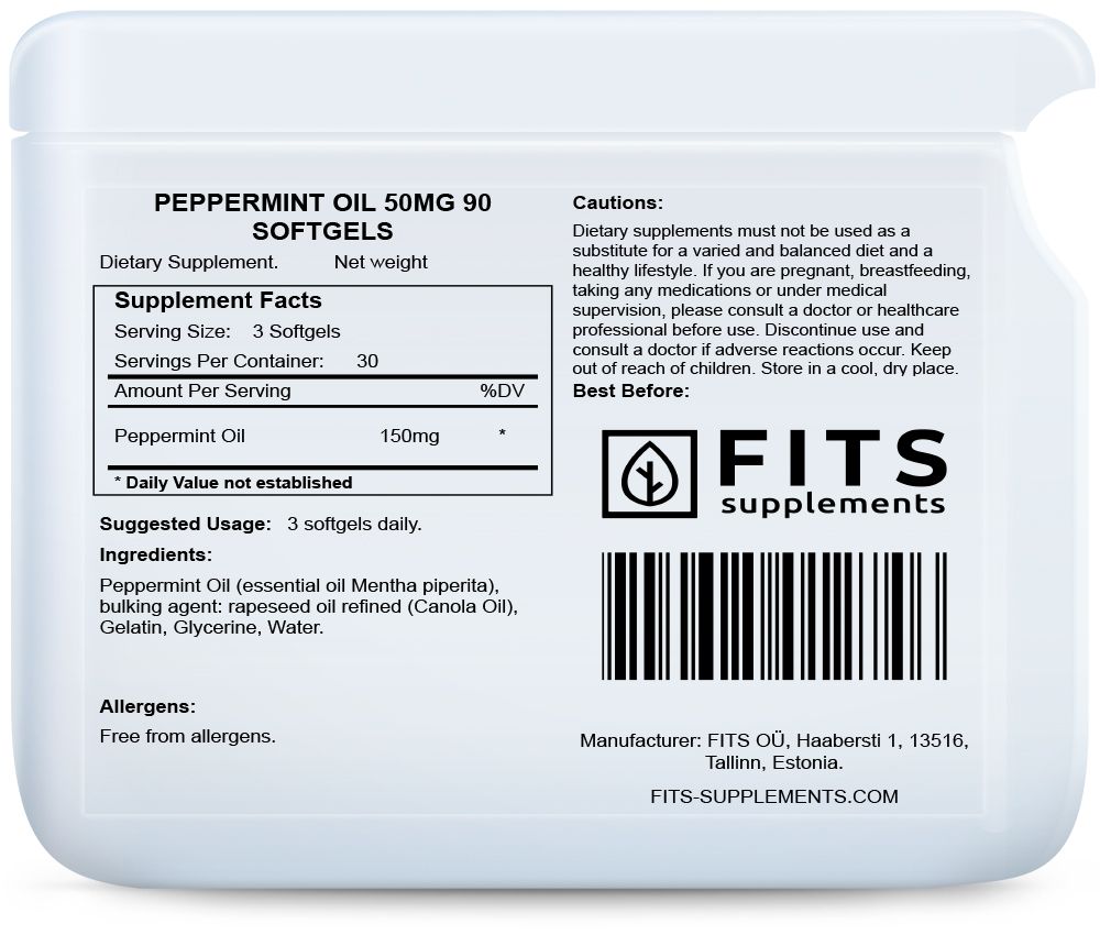 Aceite de menta 50mg 90 cápsulas blandas