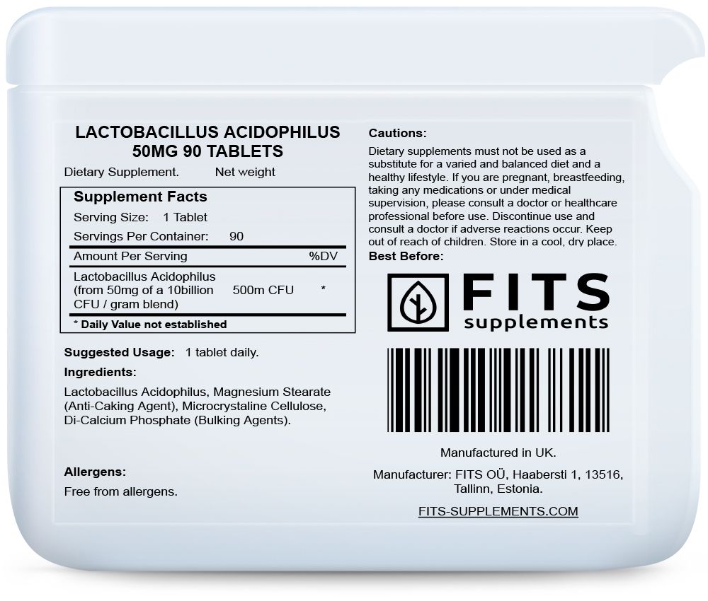 Lactobacillus Acidophilus 50mg 90 tabletas