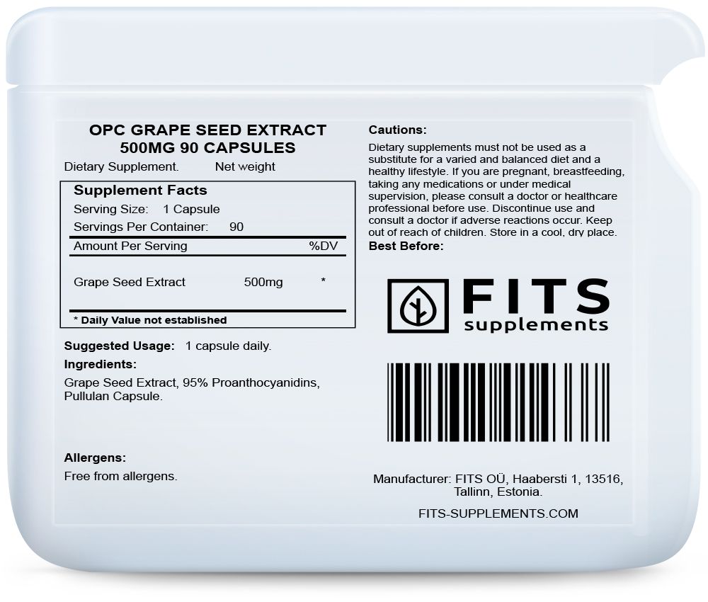 Extracto de semilla de uva OPC 500mg 90 cápsulas