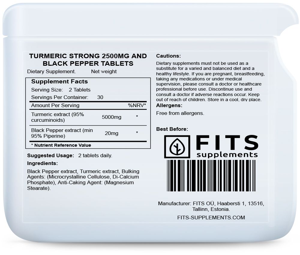 Cúrcuma 2500mg y Pimienta Negra 10mg 60 tabletas