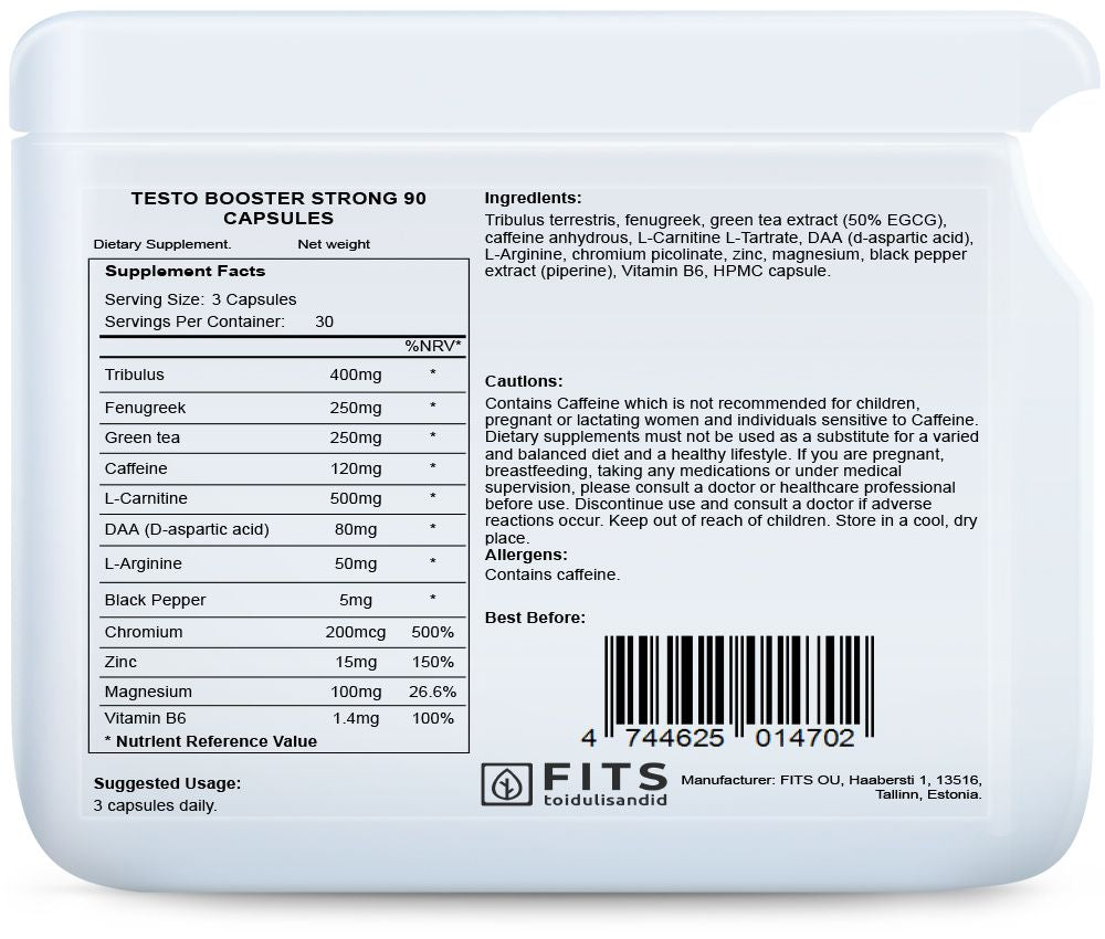 Testo Potenciador Fuerte 90 cápsulas