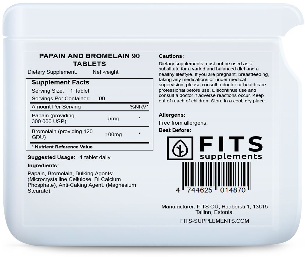 Papaína y Bromelina 90 tabletas