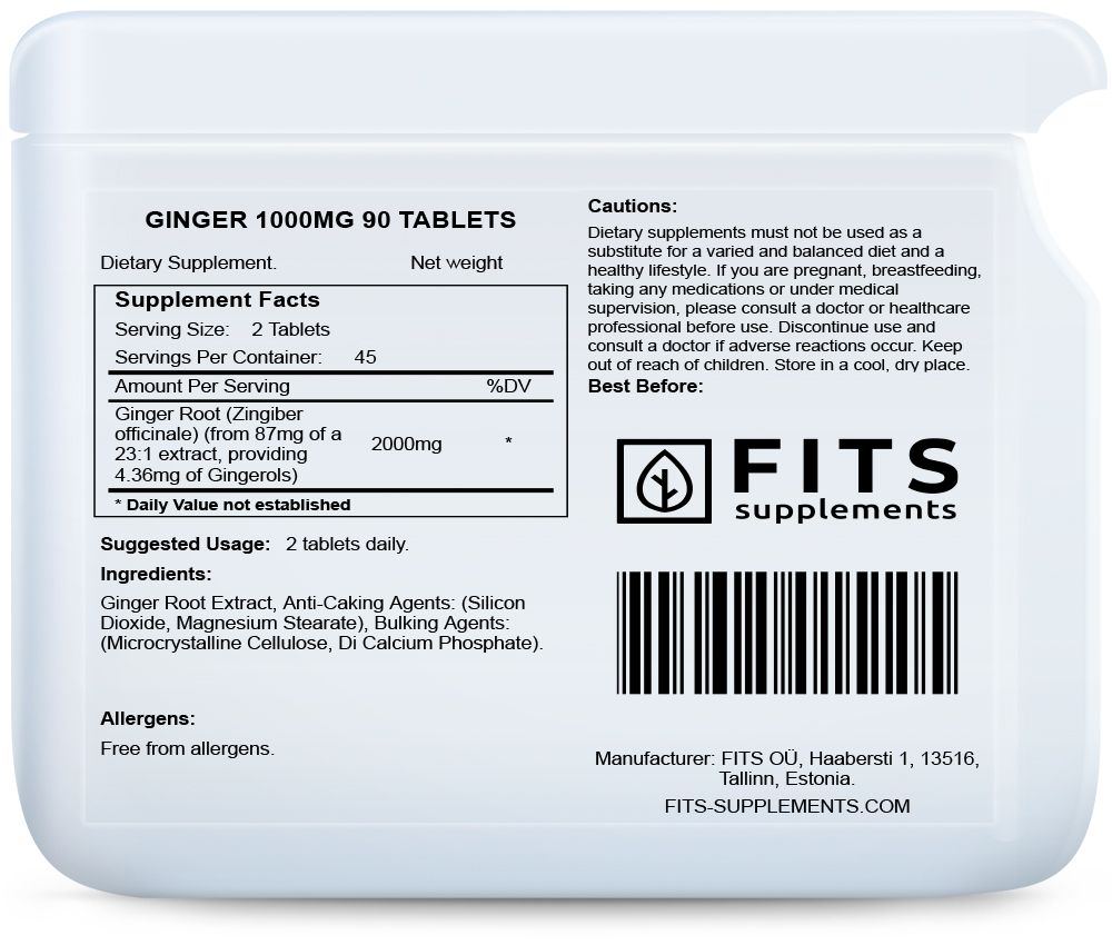 Jengibre 1000mg 90 tabletas