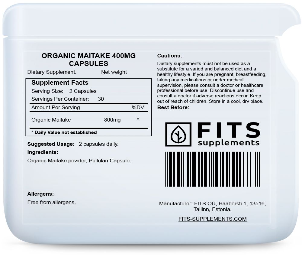 Maitake orgánico 400mg 60 cápsulas