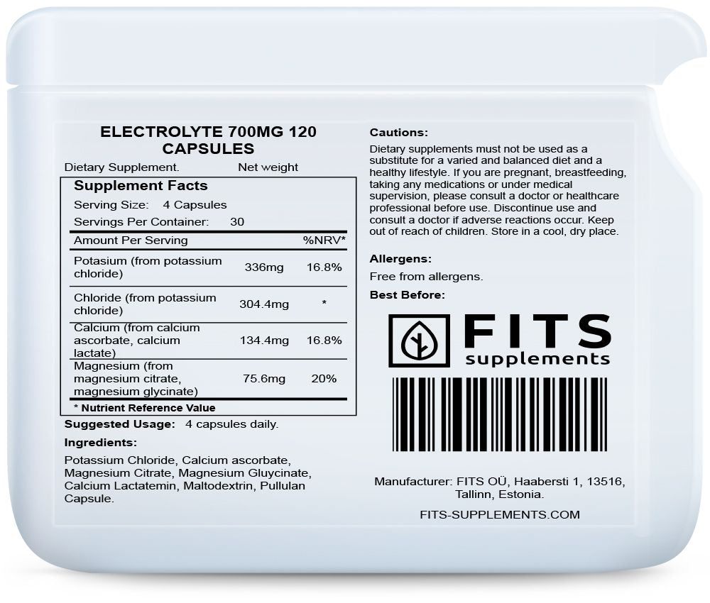 Electrolitos 700mg 120 cápsulas