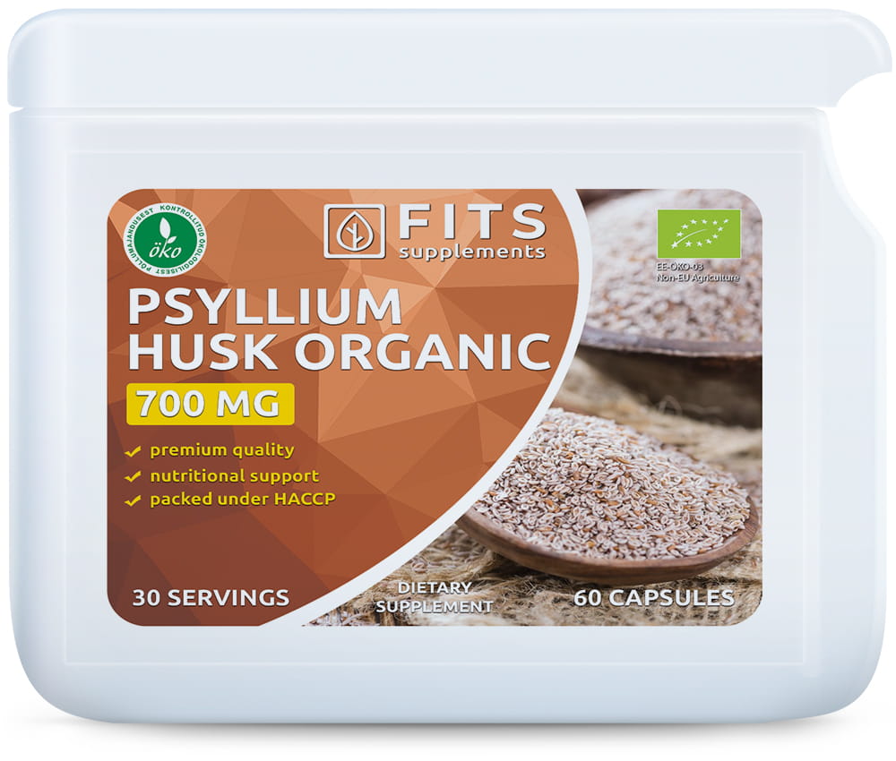 Cápsulas orgánicas de cáscara de psyllium 700mg