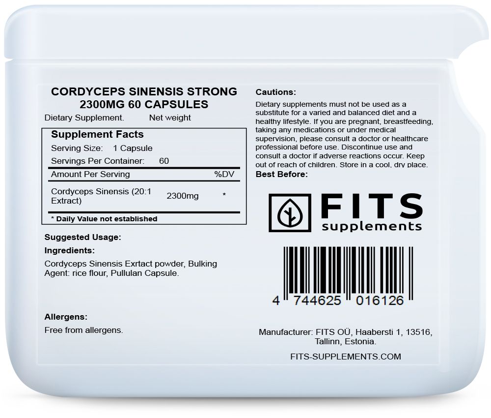 Cordyceps Sinensis Fuerte 2300mg 60 cápsulas