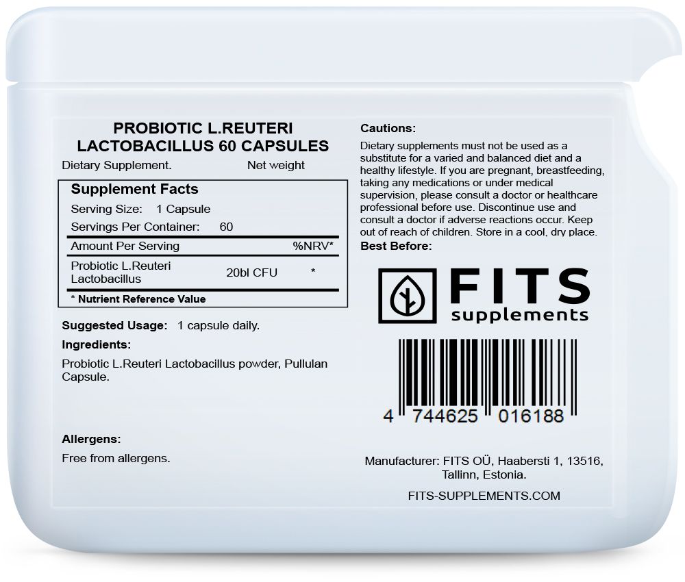Probiótico L. Reuteri Lactobacillus 60 cápsulas
