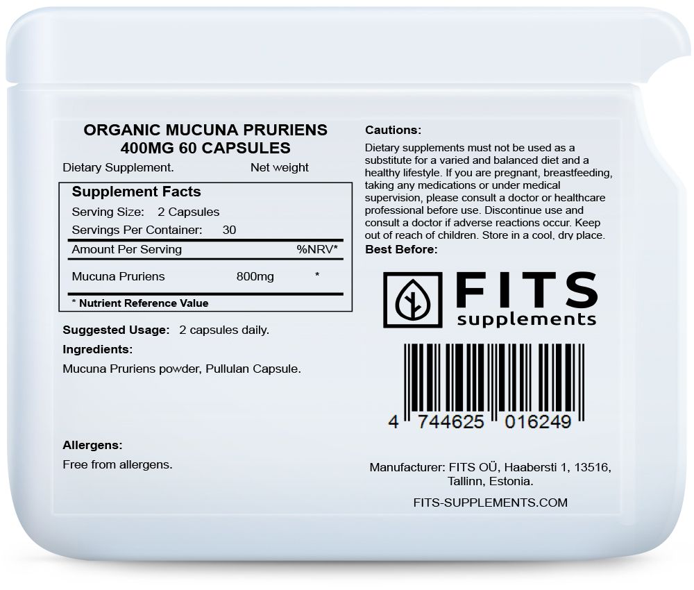 Mucuna Pruriens Orgánica 400mg 60 cápsulas