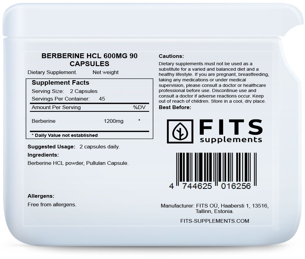 Berberine HCL Strong 600mg 90 capsules