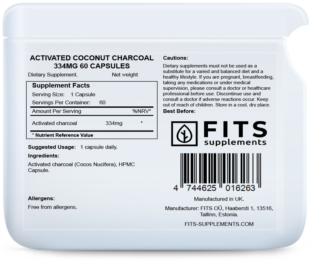 Carbón activado de coco 334mg 60 cápsulas