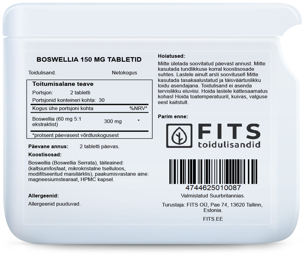 Boswellin 150mg 60 tablets - FITS Dietary Supplements